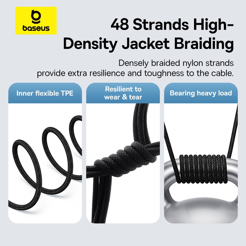 Cáp Sạc Siêu Bền Baseus Gem 2.4A USB to Ln | Dây Dù Chống Đứt, Đầu Trong Suốt