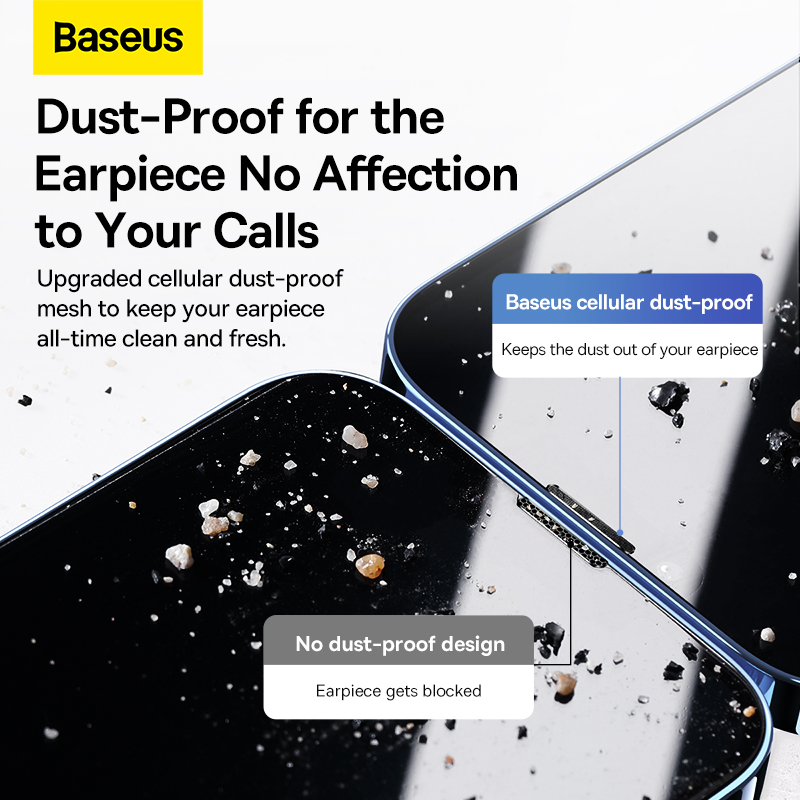 Bộ 2 Kính Kính Cường Lực Baseus NanoCrystal Cho iP13/iP14 | Chống Bụi Loa & Tự Dán