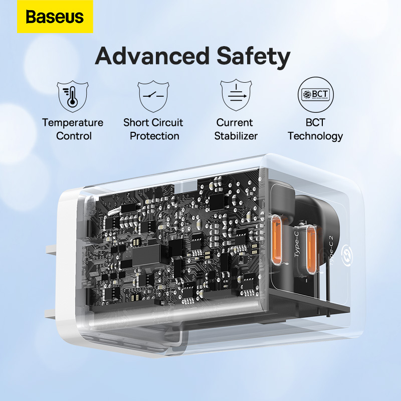 Củ Sạc Nhanh Baseus GaN5 Pro 40W | 2 Cổng Type-C, Sạc Cùng Lúc 2 Thiết Bị