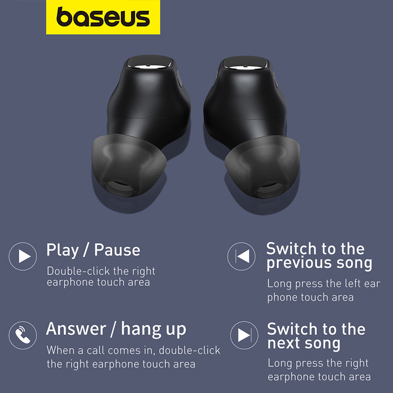 Tai Nghe Bluetooth Baseus Bowie WM01 | Thiết Kế Mini Nhỏ Gọn, Cảm Ứng, Nhiều Màu, Chính Hãng