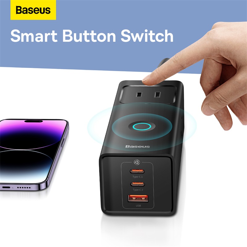 Bộ Sạc Baseus PowerCombo 6 trong 1 | Kèm Sạc Nhanh 20W GaN, Chống Sét, 3AC 2Type-C 1USB