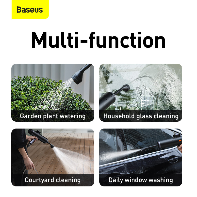 Máy Rửa Xe Cầm Tay Baseus Chạy Pin | Không Dây Gọn Nhẹ & Tự Hút Nước, Áp Lực Cao, Dùng 30 Phút