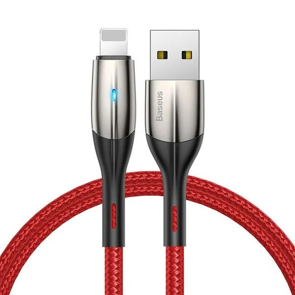 Cáp Sạc Nhanh Baseus Horizontal 2.4A USB to Ln | Có Đèn LED Báo Sạc, Dây Dù Bền