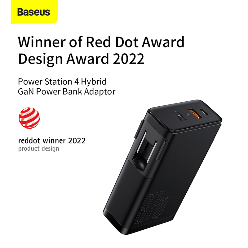 Củ Sạc Kiêm Pin Dự Phòng Baseus 87W GaN3 | 2-trong-1, Sạc Nhanh Laptop 65W, 2 Cổng