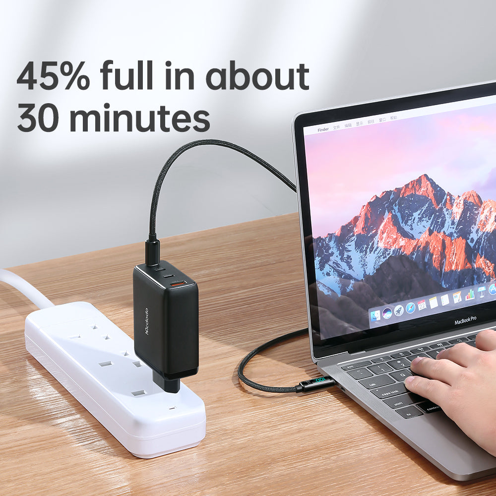 Cốc Sạc Nhanh Mcdodo Convergence Series 120W GaN 4-Port Fast Charger Set (Kèm cáp C to C 2m, 100W, 3 TypeC + USB)