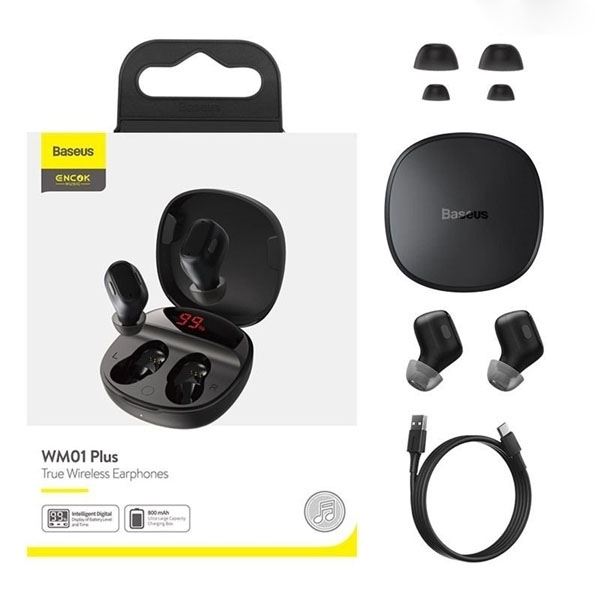 Tai Nghe Bluetooth Baseus Encok WM01 Plus | Có Màn Hình LED Báo Pin, Cảm Ứng, Chính Hãng
