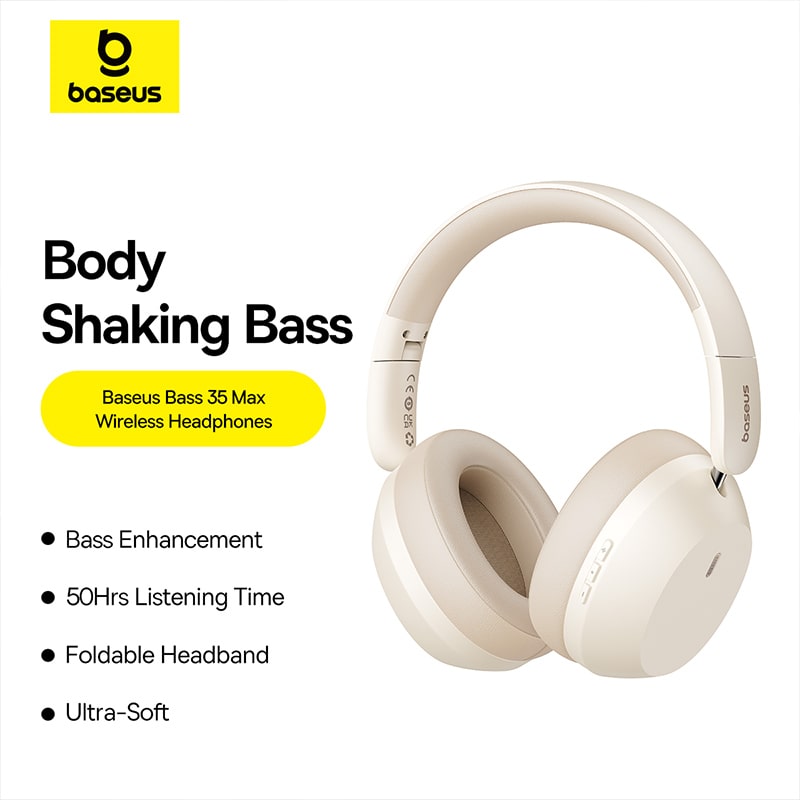 Tai Nghe Bluetooth Baseus Bass 35 Max | Chụp Tai Êm Ái, Cách Âm Tốt, Gấp Gọn