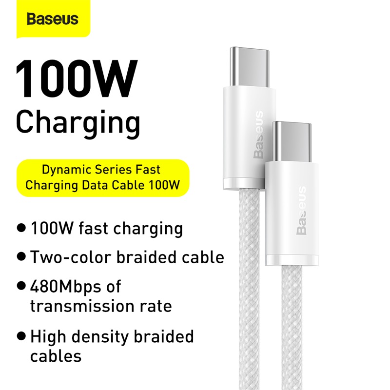 Cáp Sạc Baseus Dynamic Series 100W Type-C to Type-C | Chip E-Marker, Bện Dù Bền