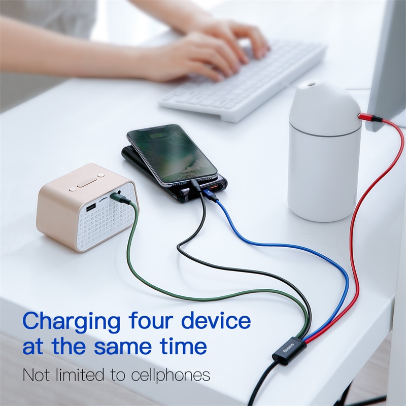 Cáp Sạc Nhanh Baseus Rapid 4 trong 1 | Sạc Cùng Lúc Nhiều Thiết Bị, USB to M+2L+C, 3.5A