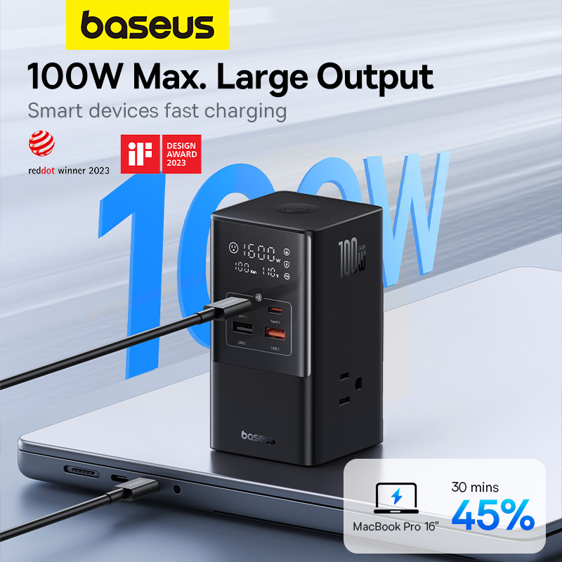 Trạm Sạc Nhanh Để Bàn Baseus 100W 7 trong 1 | Sạc Cùng Lúc Laptop & Điện Thoại, Tự Ngắt An Toàn 0.1s