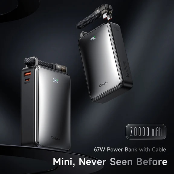 Sạc Dự Phòng Mcdodo 67W 20000mAh 2Type-C + USB | Sạc Nhanh Laptop, Kèm Sẵn Dây Type-C