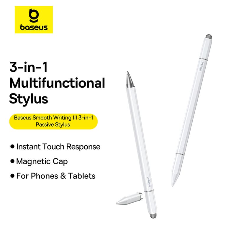 Bút Cảm Ứng Baseus Smooth Writing 3 | 3 trong 1 Đa Năng, Dùng Cho Mọi Màn Hình Cảm Ứng
