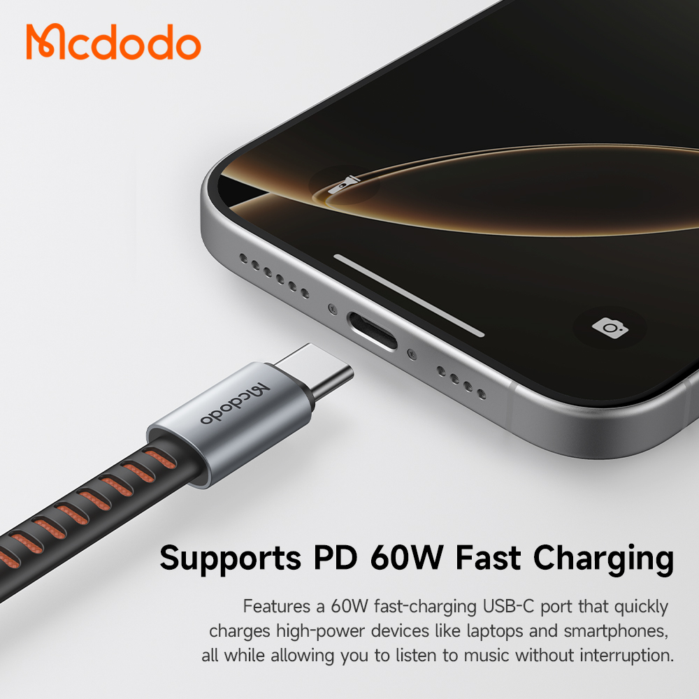 Đầu Chuyển Mcdodo 2 trong 1 Type-C | Vừa Sạc Nhanh PD 60W Vừa Nghe Nhạc