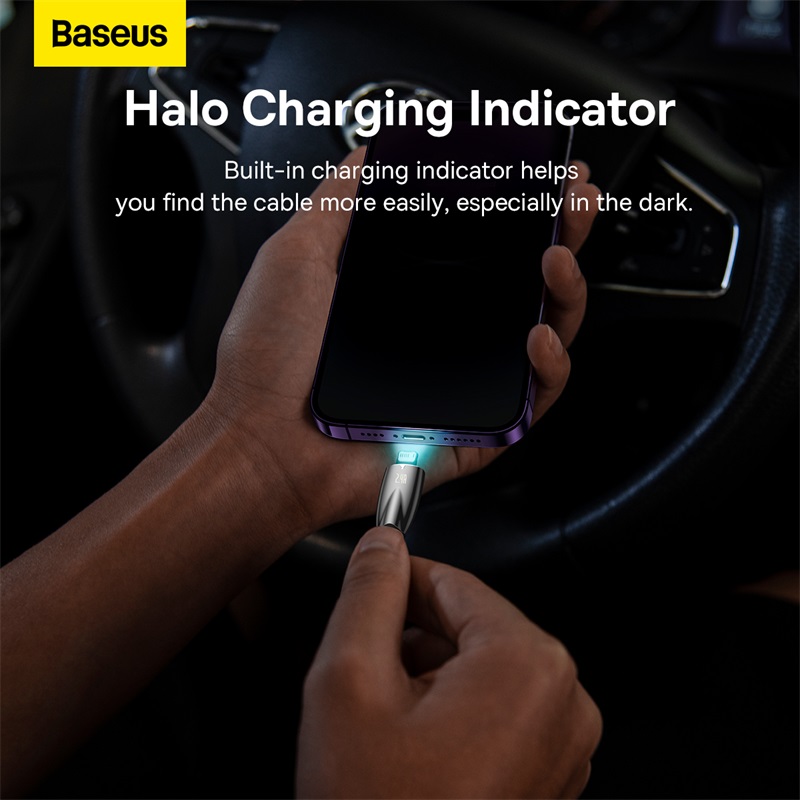 Cáp Sạc Nhanh Baseus Glimmer 2.4A USB to Ln | Có Đèn LED Báo Sạc, Dây Dù Bền