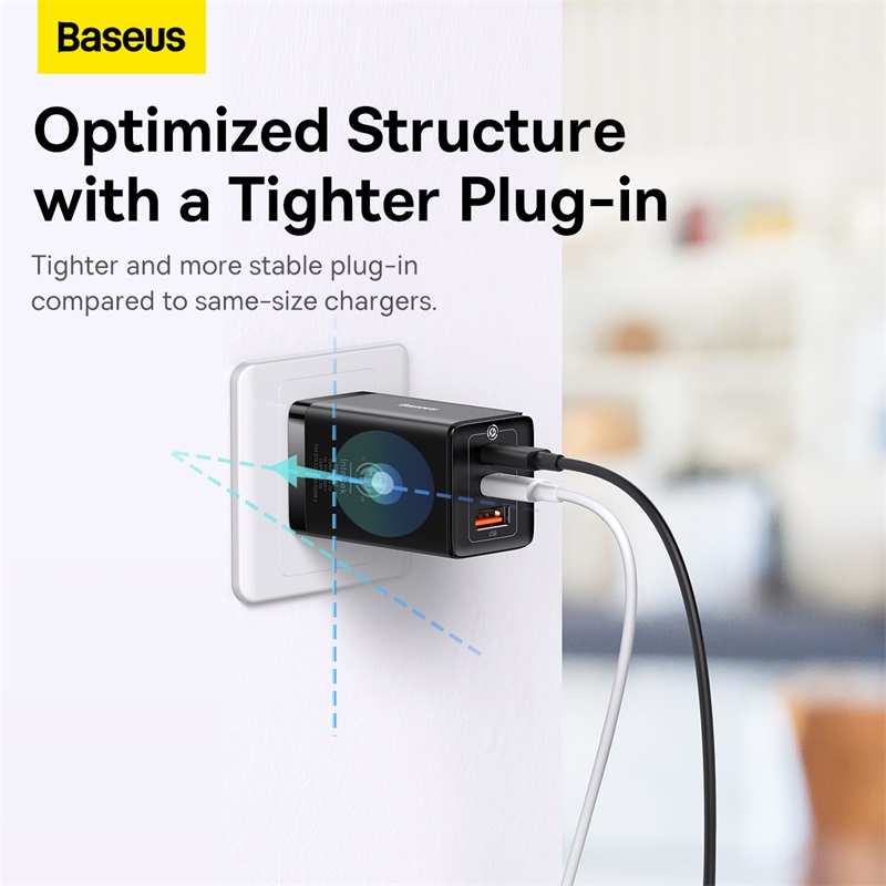 Củ Sạc Nhanh Baseus GaN5 Pro 65W 3 Cổng Siêu Nhỏ Gọn | Kèm Cáp Type-C, Sạc Nhanh PD