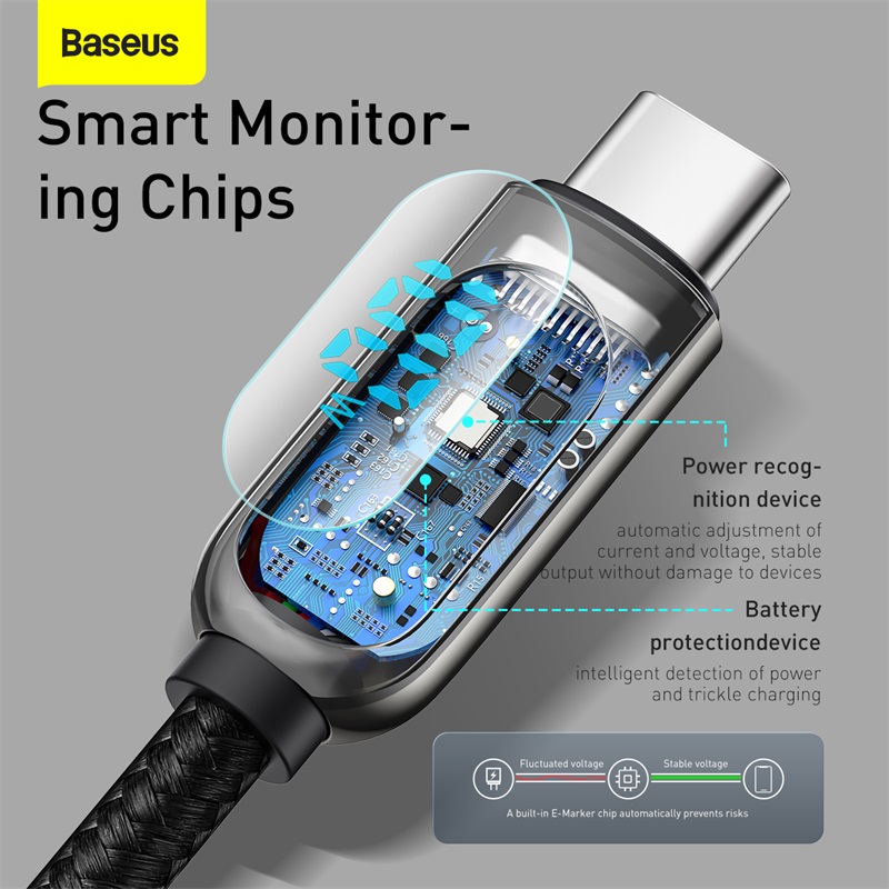 Cáp sạc nhanh C to C 100W Baseus Display Fast Charging Data Cable (100W, 20V / 5A, 480Mbps, LED indicator, E-marker chip, QC/PD Quick charge cable )