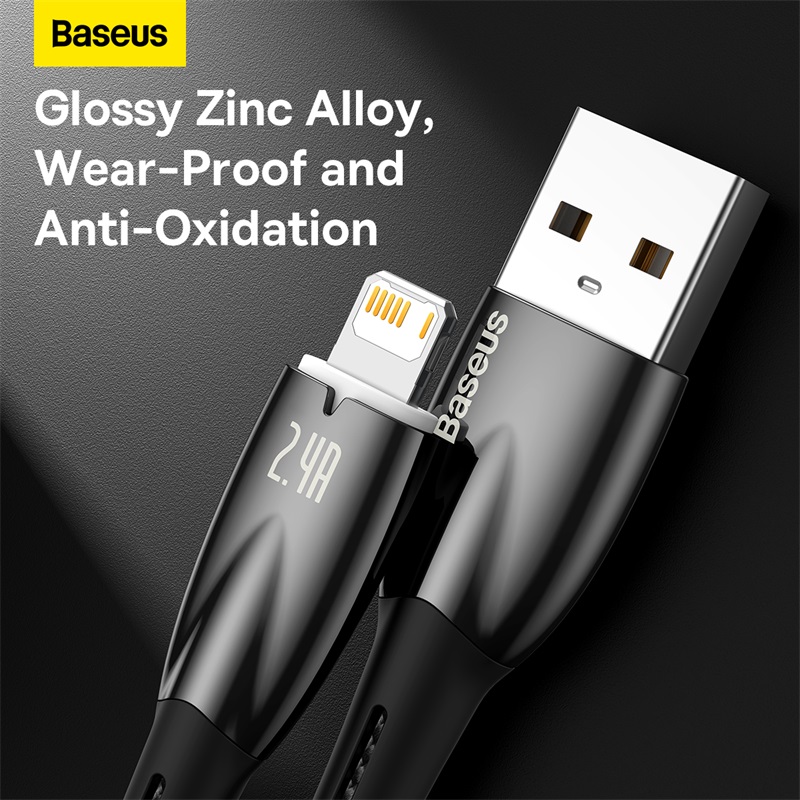 Cáp Sạc Nhanh Baseus Glimmer 2.4A USB to Ln | Có Đèn LED Báo Sạc, Dây Dù Bền
