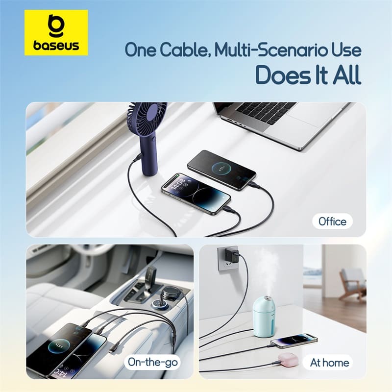 Cáp Sạc Đa Năng Baseus Ultra-Fast One-for-Three Fast Charging Cable USB to M+L+C 3.5A