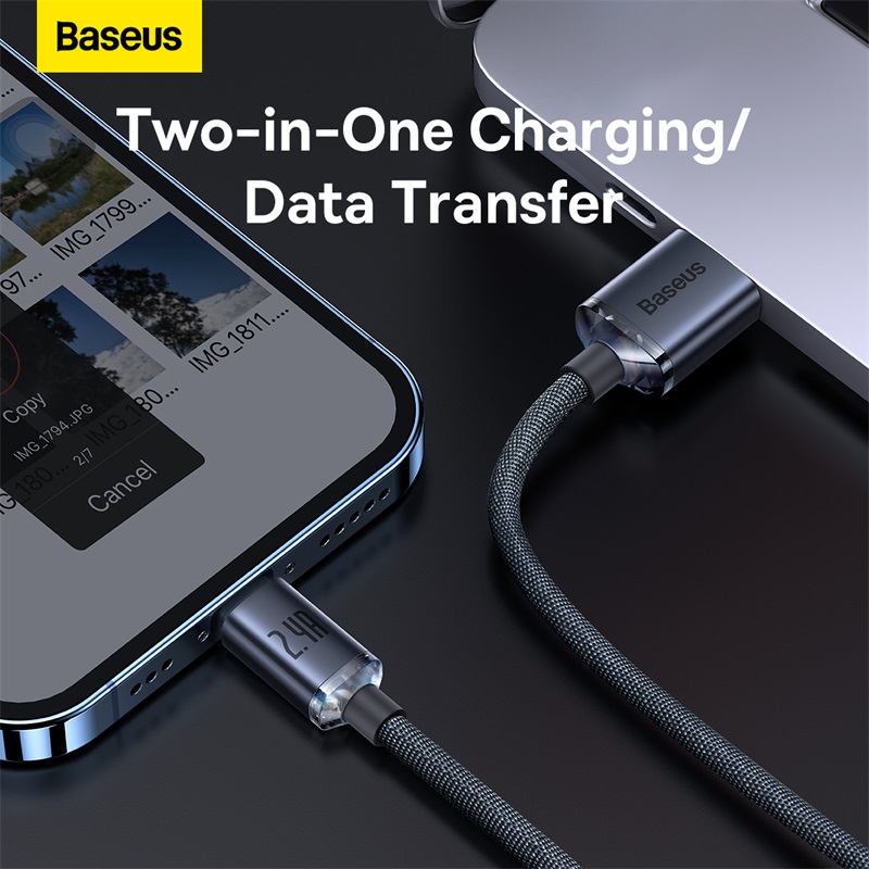 Cáp sạc nhanh, truyền dữ liệu tốc độ cao siêu bền USB to iP Baseus Crystal Shine Series Fast Charging Data Cable Lightning 2.4A