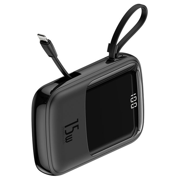 Pin Sạc Dự Phòng Baseus Q Pow 10.000mAh | Kèm Cáp Sạc Gắn Liền 15W, Màn Hình LED (Cáp Ln)