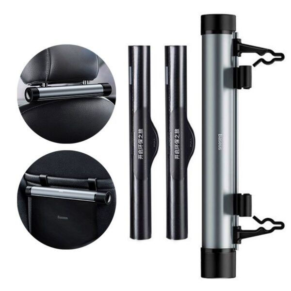 Thanh Kẹp Túi Rác Baseus Cho Ô Tô | Kèm 40 Túi, Gắn Tựa Đầu Hoặc Lưng Ghế, Hợp Kim