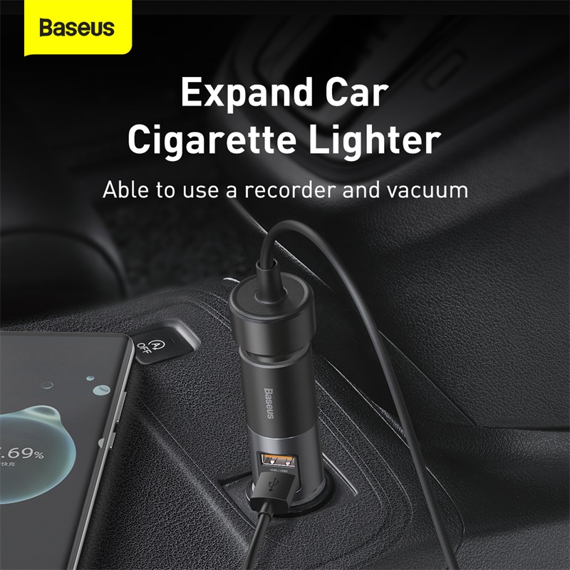 Tẩu sạc nhanh mở rộng 120W Baseus Share Together Fast Charge dùng cho xe hơi (120W, TypeC - USB Port, QC / PD3.0 Car Quick Charger with Cigarette Lighter Expansion Port )