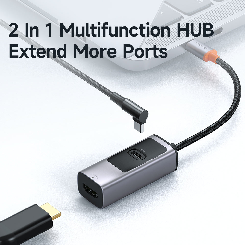 Hub Mcdodo 2 trong 1 Siêu Nhỏ Gọn | Xuất Hình HDMI 8K & Sạc Nhanh Laptop, Điện Thoại 100W