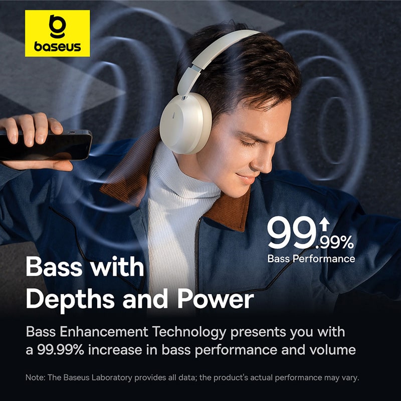 Tai Nghe Bluetooth Baseus Bass 35 Max | Chụp Tai Êm Ái, Cách Âm Tốt, Gấp Gọn