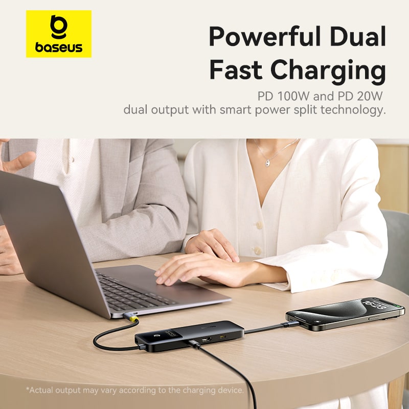 Hub Chuyển Đổi Baseus Đa Năng | Sạc Nhanh PD 100W & 20W, Truyền Dữ Liệu 10Gbps