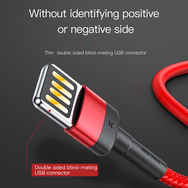 Cáp Sạc Baseus Cafule Special 2.4A USB to Ln | Cổng USB Cắm 2 Chiều, Dây Dù Siêu Bền