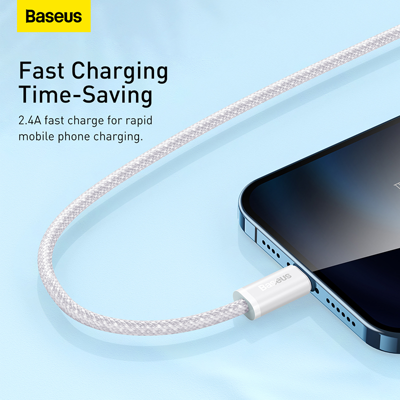 Cáp Sạc Nhanh Baseus Dynamic 2 USB to Ln 2.4A | Bện Dù Siêu Bền, Chống Rối, Dài 1m/2m