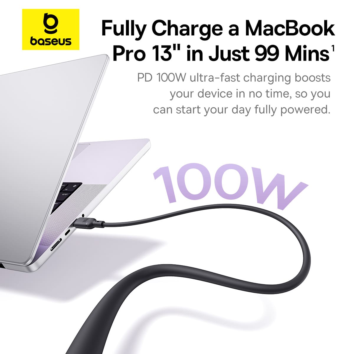 Cáp Sạc Baseus 2 trong 1 100W Type-C to Dual Type-C | Dây Mềm Dẻo, Sạc Cùng Lúc 2 Thiết Bị