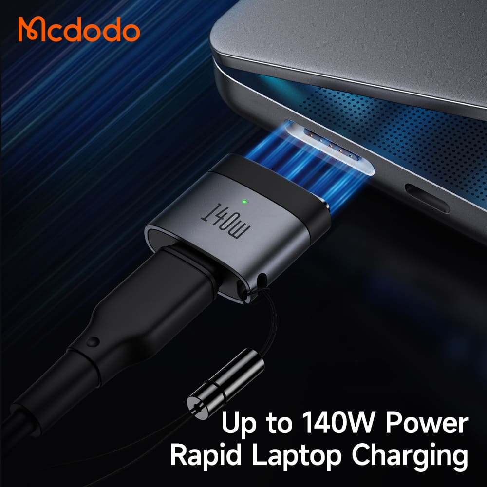 Đầu Chuyển Mcdodo 140W Type-C sang Cổng Sạc Từ Tính | Dùng Cho Mac, Có Đèn LED