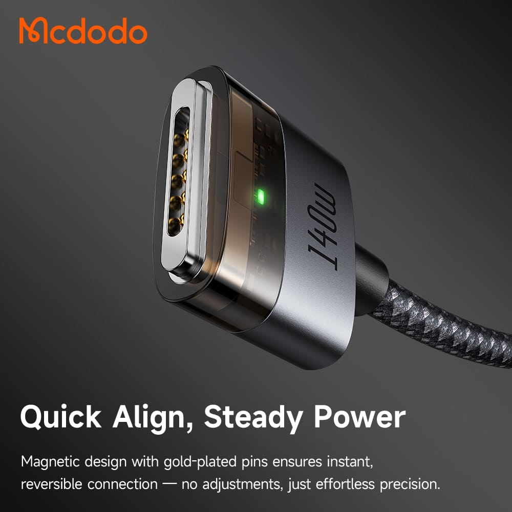 Cáp Sạc Mcdodo Luma 140W Type-C to Magsafe3 | Cổng Sạc Từ Tính Cho Mac, Có Đèn LED Báo