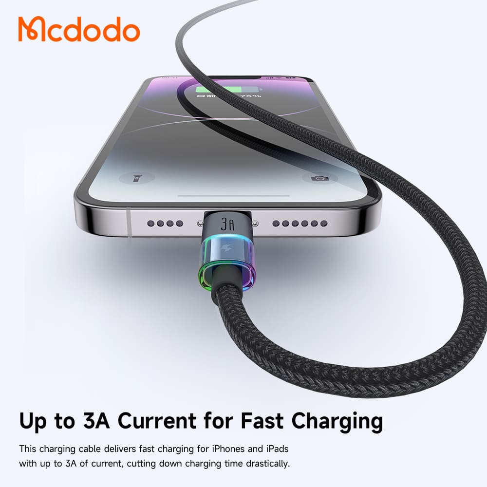 Cáp Sạc Gaming Mcdodo 3A USB to Ln | Hiệu Ứng Đèn LED 7 Màu, Sạc Nhanh