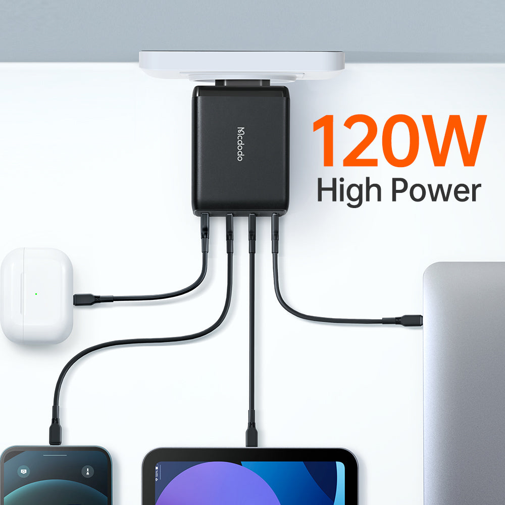 Cốc Sạc Nhanh Mcdodo Convergence Series 120W GaN 4-Port Fast Charger Set (Kèm cáp C to C 2m, 100W, 3 TypeC + USB)