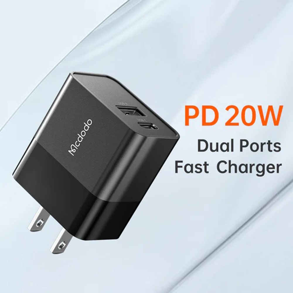 Củ Sạc Mcdodo PD 20W 2 Cổng USB & Type-C | Sạc Nhanh Cùng Lúc 2 Thiết Bị Gọn Nhẹ