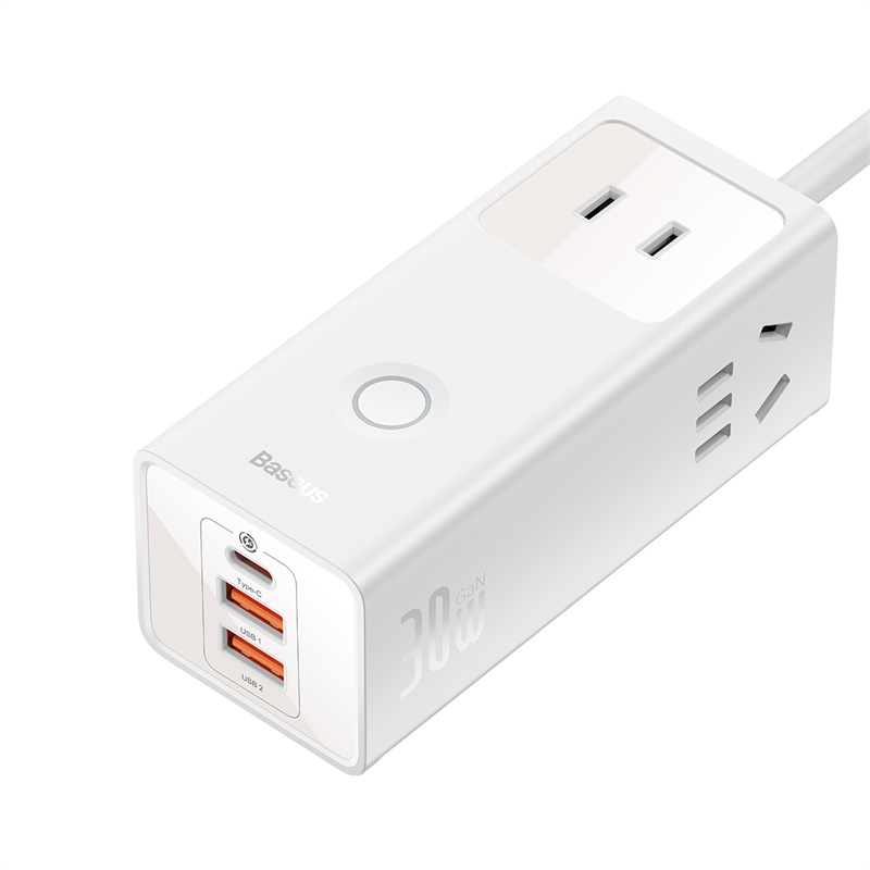 Trạm Sạc GaN Baseus PowerCombo 30W | 3AC + 2USB + Type-C, Công Nghệ GaN5 Hiện Đại