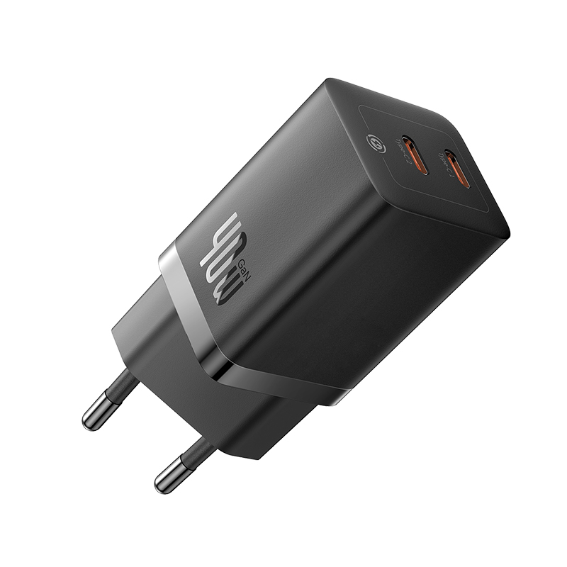 Cốc Sạc Nhanh Nhỏ Gọn OS-Baseus GaN5 Pro Fast Charger C+C 40W EU (Chân cắm tròn)