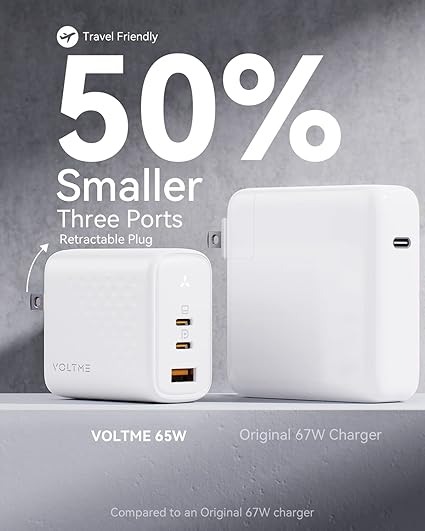 Cốc Sạc Nhanh Volme Revo 65 GaN Tech Charger (2 TypeC + USB 65W)