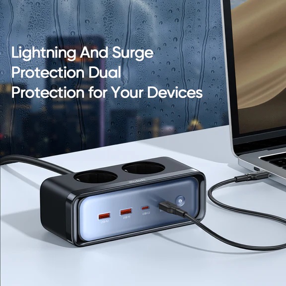 Ổ Cắm Điện Chống Sét Mcdodo 70W | Công Nghệ GaN, 6 Cổng (2AC + 2Type-C + 2USB) An Toàn