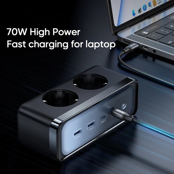 Ổ Cắm Điện Chống Sét Mcdodo 70W | Công Nghệ GaN, 6 Cổng (2AC + 2Type-C + 2USB) An Toàn