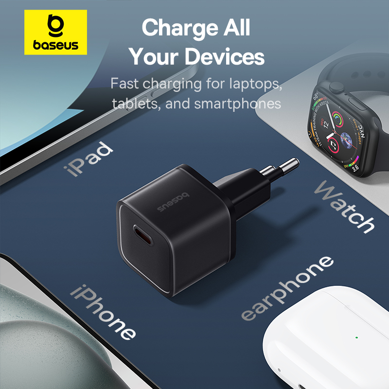 Củ Sạc Nhanh Baseus GaN5S 20W | Công Nghệ GaN5 Mới, Siêu Nhỏ Gọn, Sạc Nhanh An Toàn