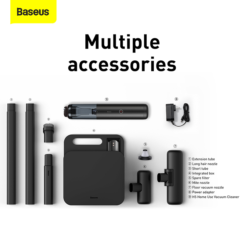 Máy Hút Bụi Cầm Tay Không Dây Baseus H5 | Lực Hút 16000Pa, Pin Trâu, Kèm Đế Sạc, Lọc Bụi, Gọn Nhẹ