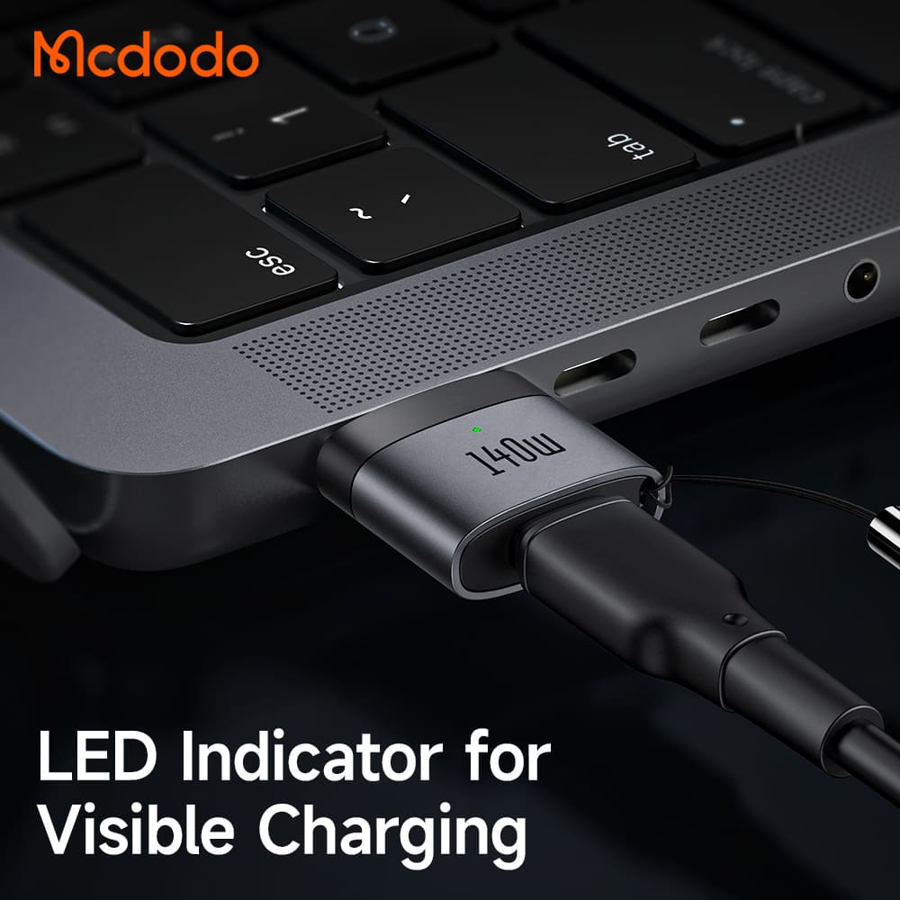 Đầu Chuyển Mcdodo 140W Type-C sang Cổng Sạc Từ Tính | Dùng Cho Mac, Có Đèn LED
