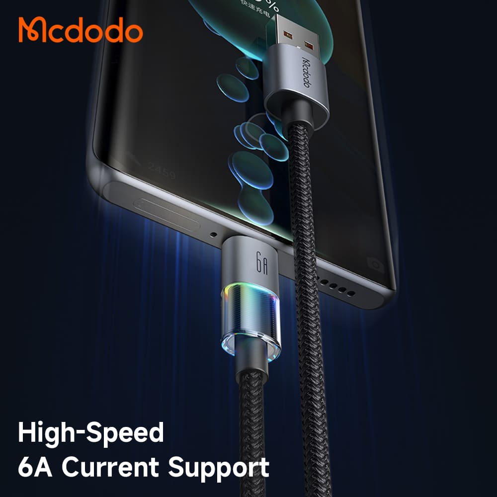 Cáp Sạc Gaming Mcdodo 6A USB to Type-C | Hiệu Ứng Đèn LED 7 Màu, Sạc Siêu Nhanh