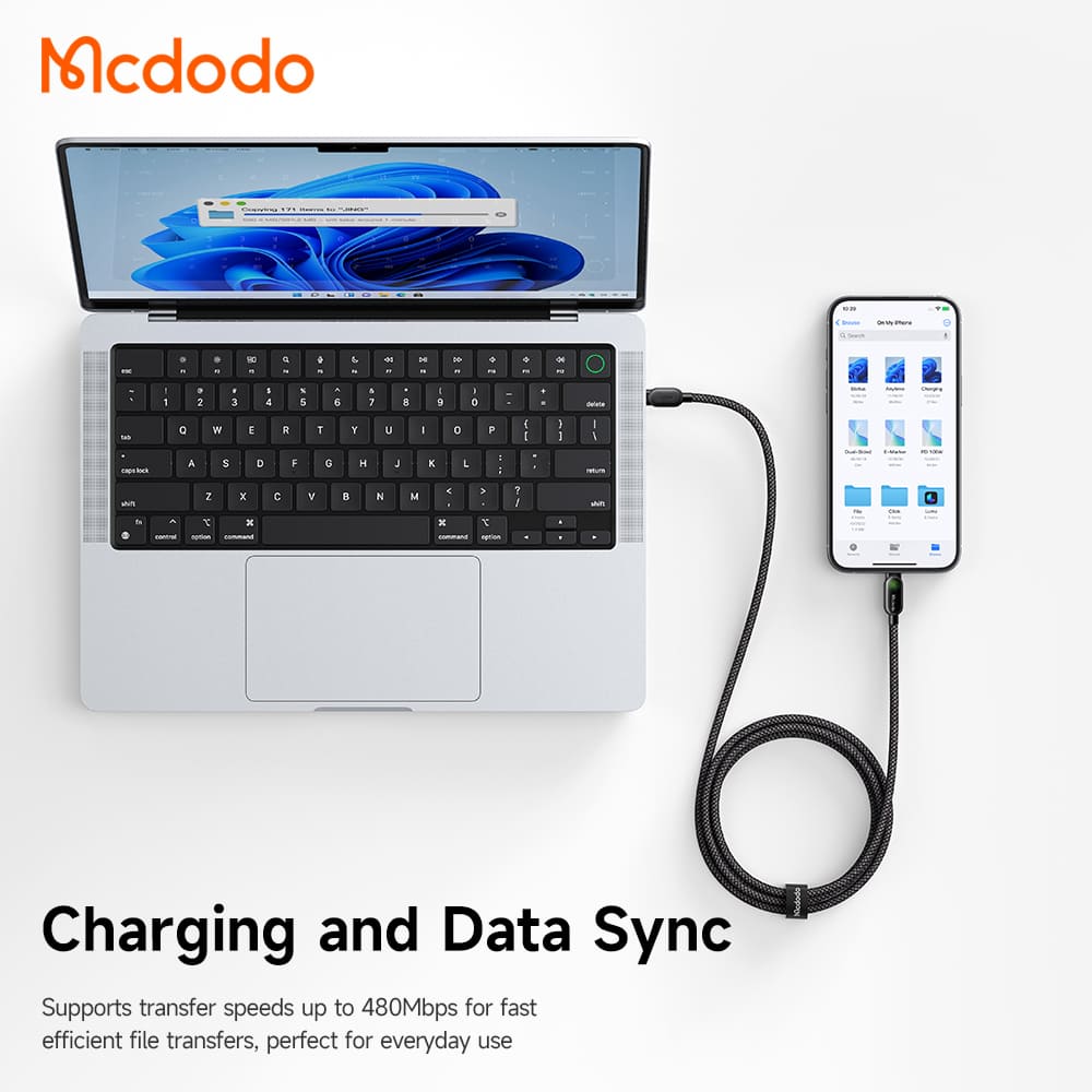 Cáp Sạc Mcdodo LightSync 36W Type-C to Ln | Sạc Nhanh PD, Đèn LED Ambient