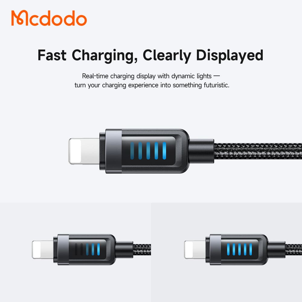 Cáp Sạc Mcdodo Cab Vision 36W Type-C to Ln | Có Đèn LED, Chuẩn PD Cho iP