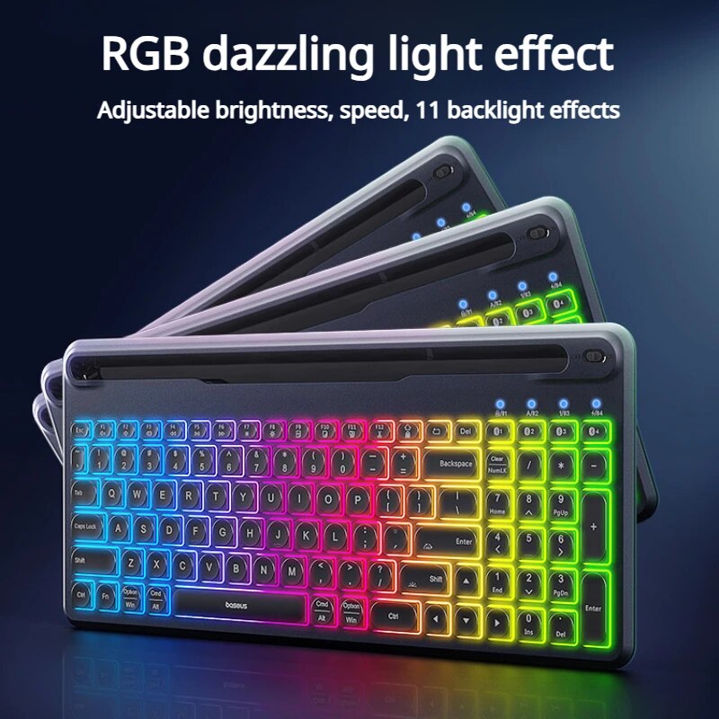 Bàn Phím Không Dây Baseus K03 | LED RGB 11 Chế Độ, Gõ Êm, Kết Nối Đa Năng