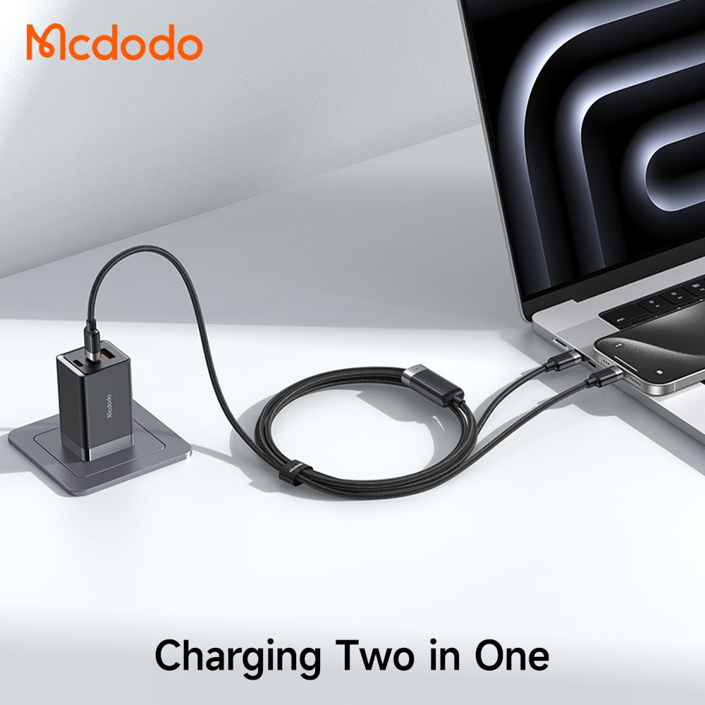 Cáp Sạc Mcdodo 2 trong 1 100W Type-C to Dual Type-C | Sạc Thông Minh Cho Laptop & Điện Thoại